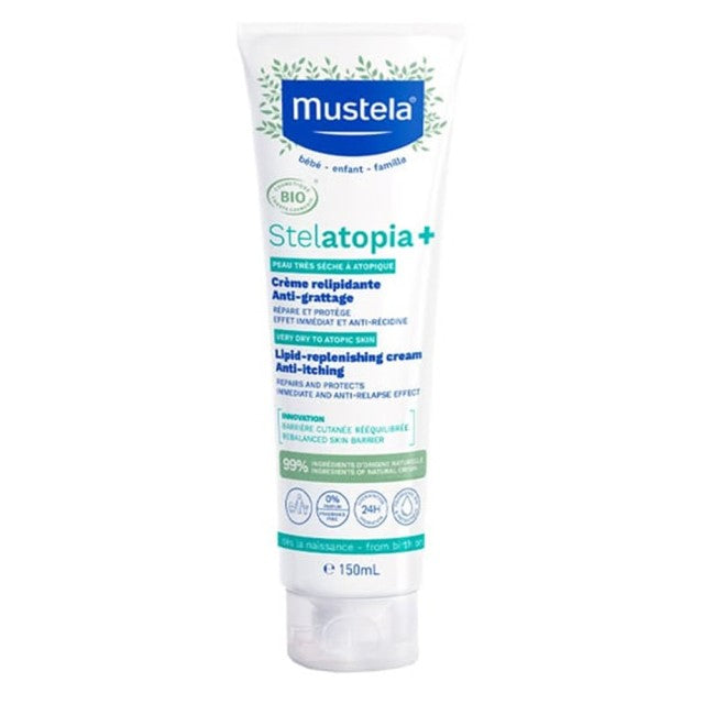 Mustela Stelatopia+ Lipid-Replenishing Cream Κρέμα Αναπλήρωσης Λιπιδίων Κατά του Κνησμού για Πρόσωπο & Σώμα, 150ml