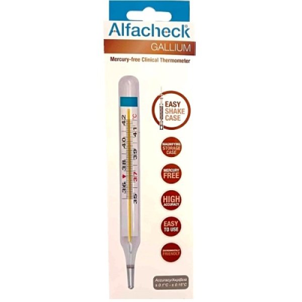 Karabinis Medical Alfacheck Gallium Mercury-Free Clinical Thermometer Κλινικό θερμόμετρο Χωρίς Υδράργυρο, 1τμχ
