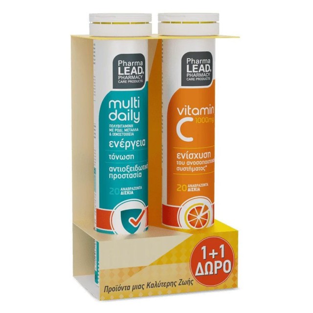 Pharmalead Promo Multi Daily Πολυβιταμίνη για τόνωση & Vitamin C 1000mg, 20+20 eff.tabs