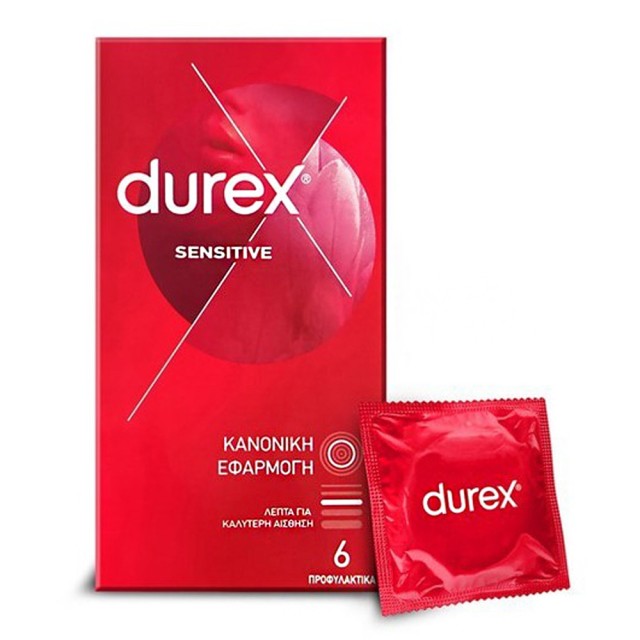 Durex Προφυλακτικά Πολύ Λεπτά Sensitive, 6τεμ Durex
