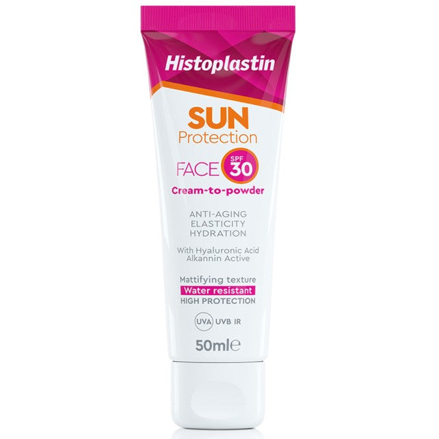 Skip to the beginning of the images gallery Histoplastin Sun Protection Face Αντηλιακή Κρέμα Υψηλής Προστασίας που Προσφέρει Αντιγήρανση, Ενυδάτωση και Ενίσχυση Ελαστικότητας SPF30 50ml