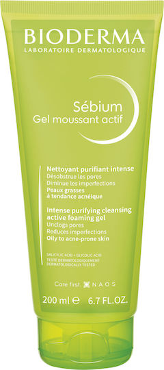 Bioderma Sebium Actif Gel Καθαρισμού Προσώπου για Ακνεϊκές Επιδερμίδες 200ml