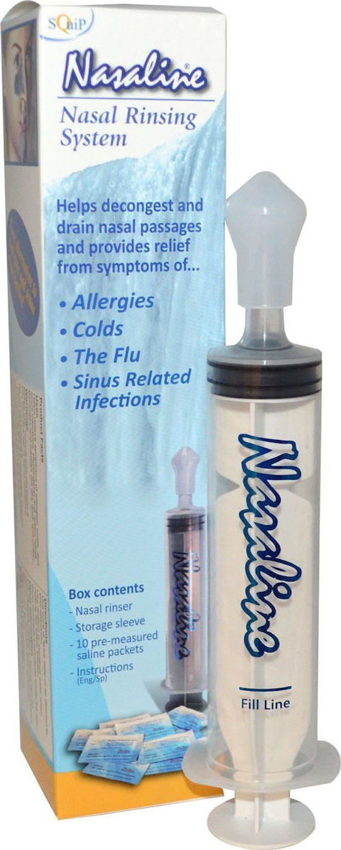 Nikoma Nasaline Σύστημα Ρινικών Πλύσεων Ενηλίκων Ρινικός Αποφρακτήρας 10 φακελίσκοι