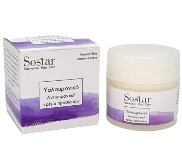 Sostar Focus Hyaluronic Acid Antiageing Face Cream Αντιγηραντική Κρέμα Προσώπου με Υαλουρονικό Οξύ, 50ml