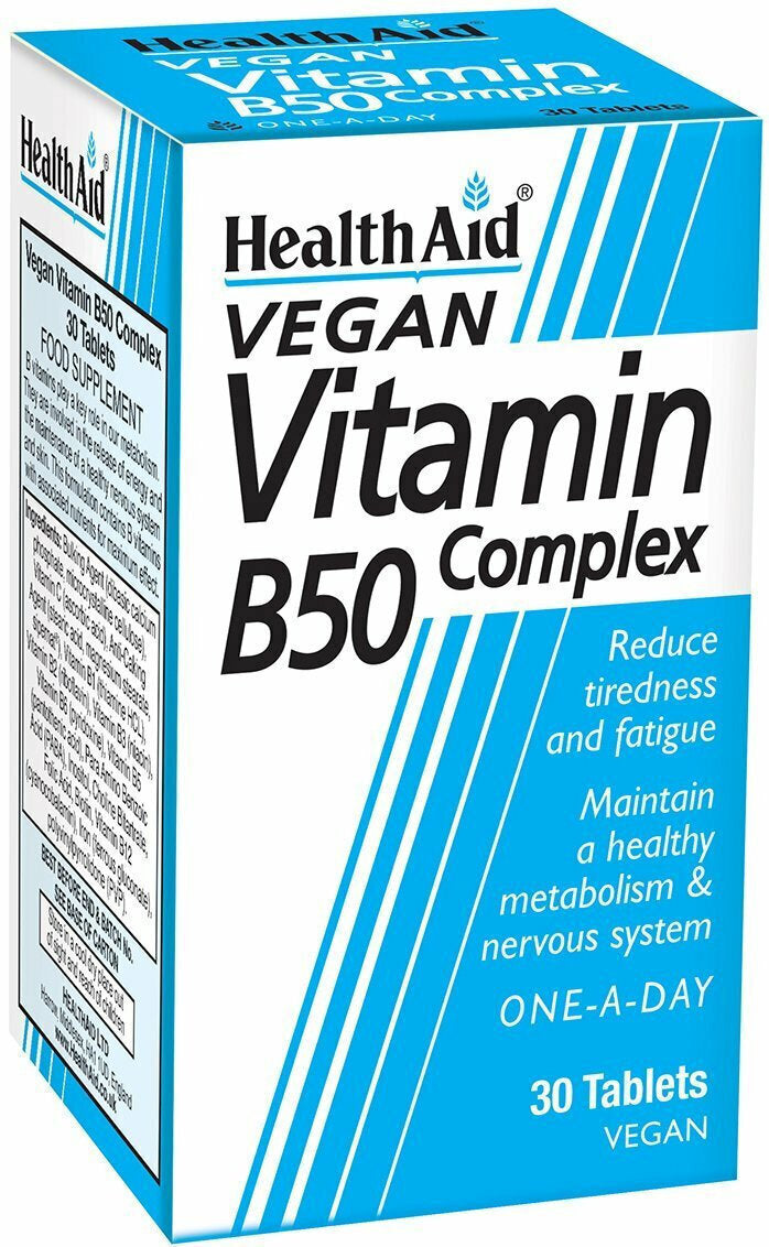 Health Aid B50 Complex Βιταμίνη για Ενέργεια, Ενίσχυση του Ανοσοποιητικού & το Νευρικό Σύστημα 30 x 1 ταμπλέτες