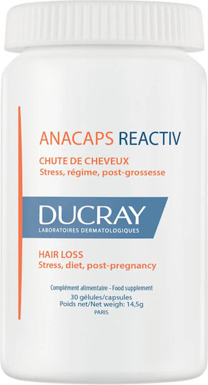 DUCRAY - Anacaps Reactiv, Συμπλήρωμα Διατροφής Κατά της Αντιδραστικής Τριχόπτωσης 30caps