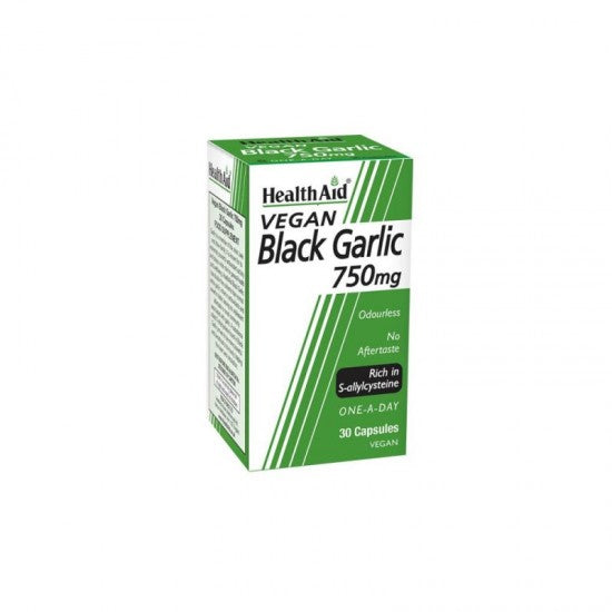 Health Aid Black Garlic 750mg, Εκχύλισμα Μαύρου Σκόρδου, με Μεγάλη Αντιοξειδωτική Δράση 30caps
