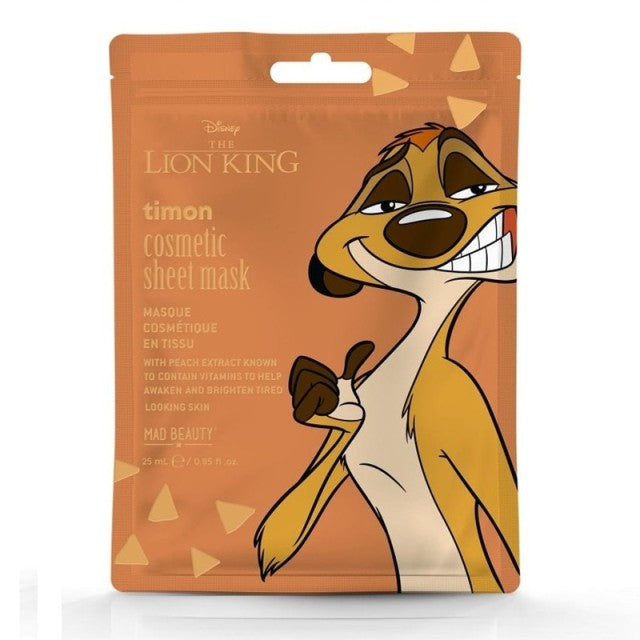 Mad Beauty Cosmetic Sheet Mask Peach Fragrance Disney The Lion King Timon 25ml