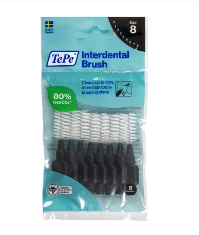 TePe Μεσοδόντια Βουρτσάκια 1,5mm Μαύρο 8τμχ