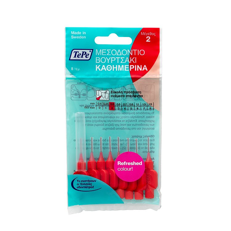 Tepe Μεσοδόντια Βουρτσάκια 0.5mm No2 Κόκκινο 8τμχ