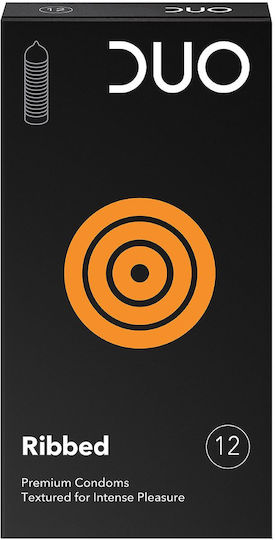 Duo Ribbed Προφυλακτικά με Ραβδώσεις Χαρίζοντας Απόλαυση & Εντονότερη Διέγερση, 12τεμ