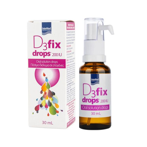 Intermed D3 Fix Drops Συμπλήρωμα Διατροφής Βιταμίνη σε Σταγόνες 200iu 30ml