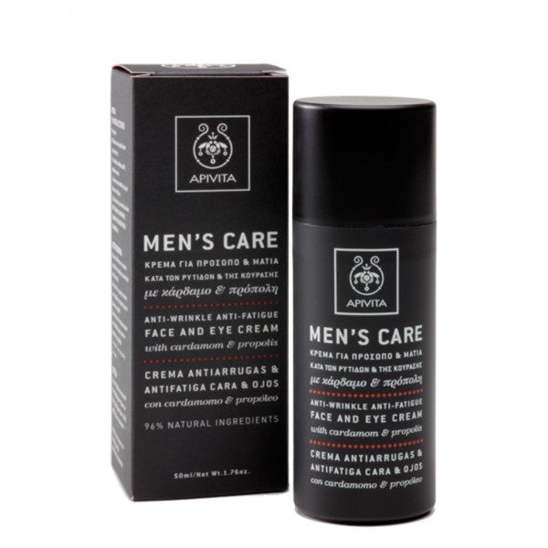 Apivita Men's Care Κρέμα για Πρόσωπο και Μάτια κατά των Ρυτίδων και της Κούρασης με Κάρδαμο και Προπόλη 50ml