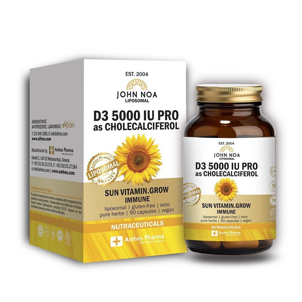 John Noa Liposomal D3 Βιταμίνη για Ενίσχυση του Ανοσοποιητικού & την Υγεία των Οστών 5000iu 90 φυτικές κάψουλες