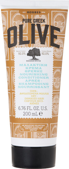 Korres Pure Greek Olive Nourishing Conditioner Κρέμα Μαλλιών Ενυδάτωσης για Ξηρά - Αφυδατωμένα Μαλλιά, 200ml