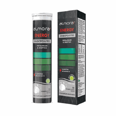ALMORA Plus Energy Ηλεκτρολύτες για Ενυδάτωση & Ενέργεια (25 αναβράζοντα δισκία)