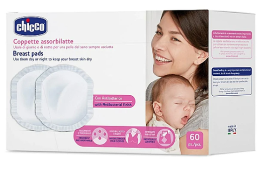 Chicco Natural Feeling 61773-00 Επιθέματα Στήθους Αντιβακτηριακά 60 Τεμάχια