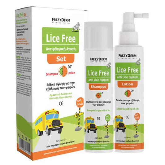 Frezyderm Lice Free Set Ολοκληρωμένη Αγωγή για Ψείρες Σαμπουάν & Λοσιόν, 2 X 125ml