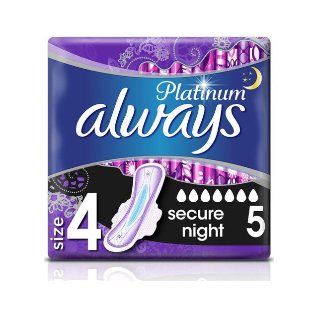 Always Platinum Ultra Secure Night Σερβιέτες Νο4, 5τμχ