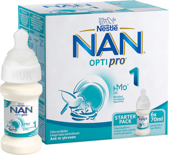Nestle Nan Optipro 1 Starter Pack 0m+ Sterilized Teats 6x70ml 420gr