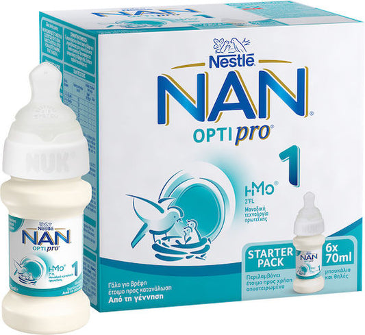 Nestle Nan Optipro 1 Starter Pack 0m+ Sterilized Teats 6x70ml 420gr