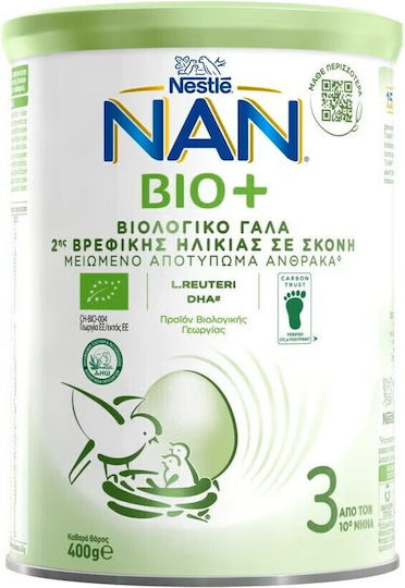 Nestle Nan Bio+ 3 Βιολογικό Γάλα για Βρέφη σε Σκόνη, από τον 10ο μήνα 800g