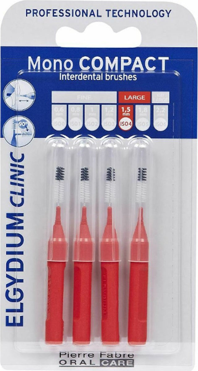 Elgydium Clinic Mono Compact 0.7mm Μεσοδόντια Bουρτσάκια για την Απομάκρυνση της Πλάκας & των Τροφών, 4τεμ