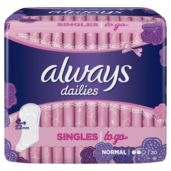 Always Dailies Singles To Go Σερβιετάκια 20 τεμάχια