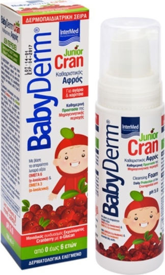 InterMed Βιολογικό Παιδικό Αφρόλουτρο Babyderm Junior Cran Cleansing Foam με Κράνμπερι για την Ευαίσθητη Περιοχή σε Μορφή Αφρού 150ml