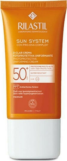Rilastil Sun System D-Clar Αντηλιακή Κρέμα Προσώπου SPF50 με Χρώμα Medium 40ml
