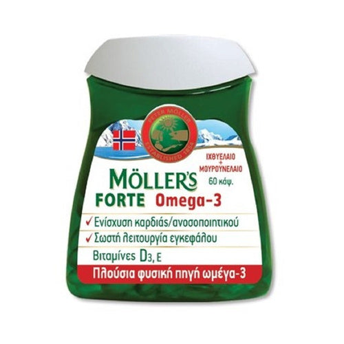 Moller's Forte Μουρουνέλαιο Μίγμα Ιχθυελαίου & Μουρουνέλαιου Πλούσιο σε Ω3 Λιπαρά Οξέα, 60 caps