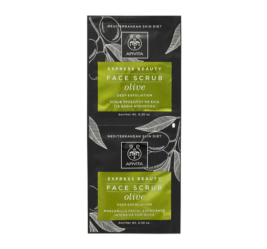 Apivita Express Beauty Scrub Προσώπου Ελιά Βαθιά Απολέπιση 2*8 Ml
