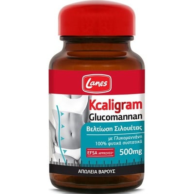 LANES Kcaligram Glucomannan Συμπλήρωμα διατροφής με Γλυκομαννάνη 500mg 60caps