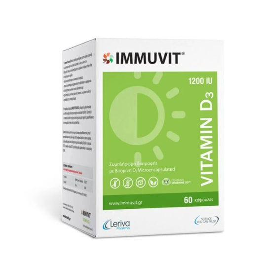 Immuvit Vitamin D3 1200IU 60caps (Συμπλήρωμα Διατροφής με Βιταμίνη D3 για Ενίσχυση του Ανοσοποιητικο