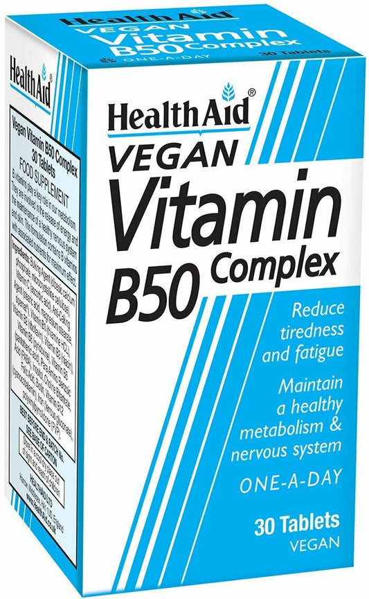 Health Aid B50 Complex Βιταμίνη για Ενέργεια, Ενίσχυση του Ανοσοποιητικού & το Νευρικό Σύστημα 30 x 1 ταμπλέτες