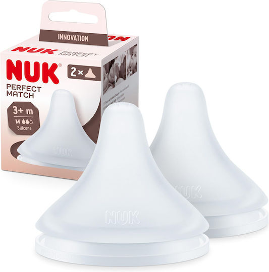 Nuk Perfect Match Θηλές από Σιλικόνη Μεσαίας Ροής για 3+ μηνών 2τμχ