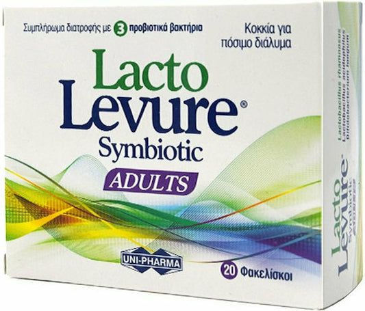 UNI-PHARMA Lacto Levure Symbiotic Adults Συμπλήρωμα με Προβιοτικά & Πρεβιοτικά 20 φακελίσκοι Λεμόνι