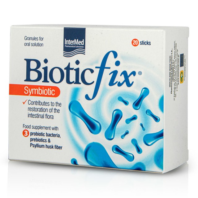 Intermed Biotic Fix Symbiotic Συμπλήρωμα Διατροφής για τη Μικροβιακή Χλωρίδα Εντέρου και Κόλπου, 20sticks