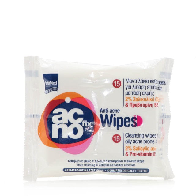 Acnofix Anti-Acne Wipes Μαντηλάκια κατά της Ακμής για Λιπαρές Επιδερμίδες 15τμχ