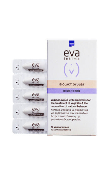 InterMed Eva Intima Biolact Ovules Disosrders Κολπικά Υπόθετα με Χαμομήλι & Προβιοτικά 10τμχ