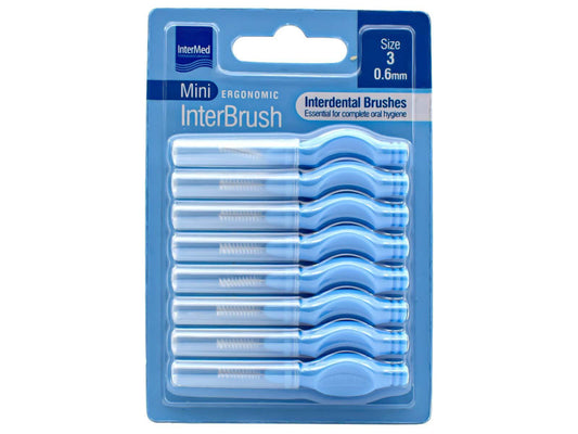 InterMed Ergonomic Mini Μεσοδόντια Βουρτσάκια με Λαβή 0.6mm Γαλάζια 8τμχ