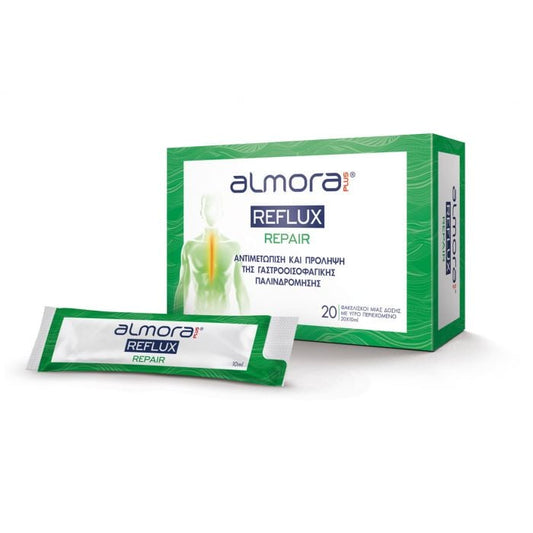 almora PLUS® Reflux Repair Συμπλήρωμα για Αντιμετώπιση και Πρόληψη της Γαστροοισοφαγικής Παλινδρομικής Νόσου (Υγρό Περιεχόμενο) 20 φακελίσκοι