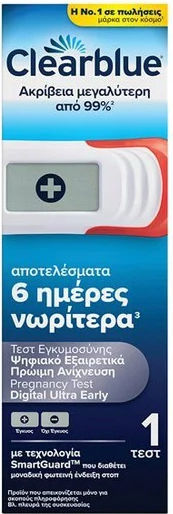 Clearblue Ψηφιακό Τεστ Πρώιμη Ανίχνευση Εγκυμοσύνης 1 Τεμάχιο