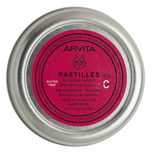 APIVITA PASTILLES ΠΑΣΤΙΛΙΕΣ ΓΙΑ ΤΟΝ ΠΟΝΕΜΕΝΟ ΛΑΙΜΟ ΜΕ ΒΑΤΟΜΟΥΡΟ ΠΡΟΠΟΛΗ 45GR