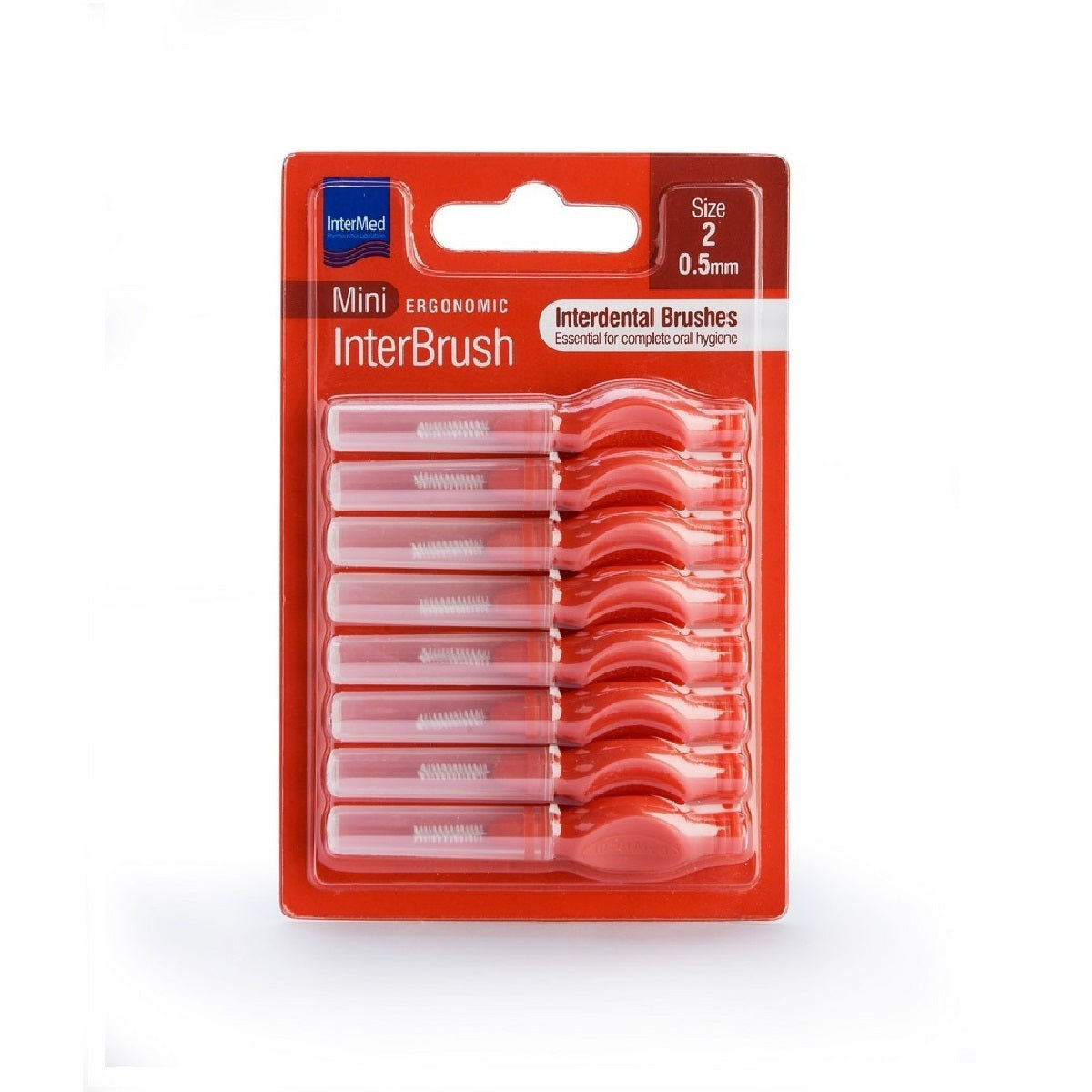 Intermed Mini Ergonomic Μεσοδόντια Βουρτσάκια με Λαβή 0,5mm Κόκκινο 8τμχ