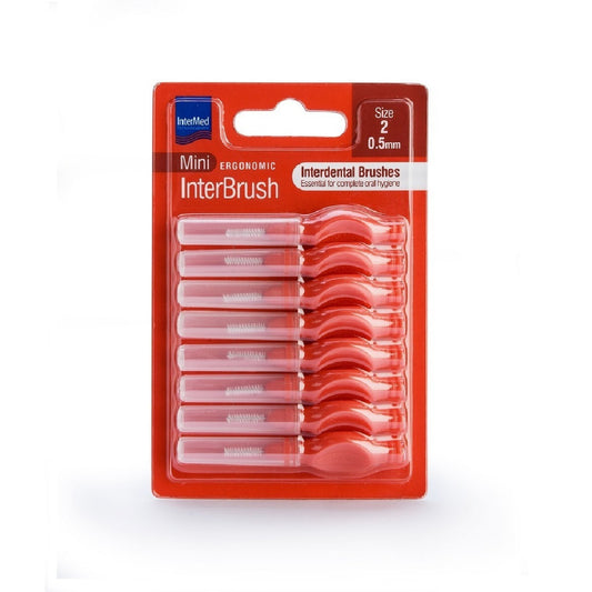 Intermed Mini Ergonomic Μεσοδόντια Βουρτσάκια με Λαβή 0,5mm Κόκκινο 8τμχ