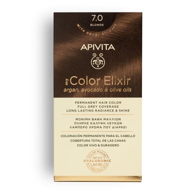 Apivita My Color Elixir Βαφή Μαλλιών με Έλαιο Ελιάς Argan και Αβοκάντο - Απόχρωση Νο 7.0 Ξανθό 50ml