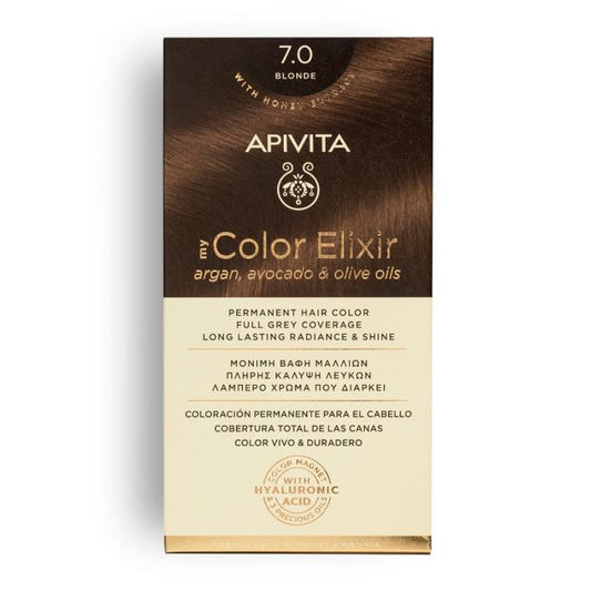 Apivita My Color Elixir Βαφή Μαλλιών με Έλαιο Ελιάς Argan και Αβοκάντο - Απόχρωση Νο 7.0 Ξανθό 50ml