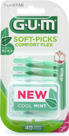 GUM Soft-Picks Comfort Flex Μεσοδόντιες Οδοντογλυφίδες Medium Πράσινες 40τμχ