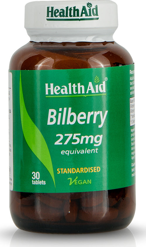 HEALTH AID Bilberry 275mg Για ενδυνάμωση & τόνωση της όρασης, 30 Vetabs